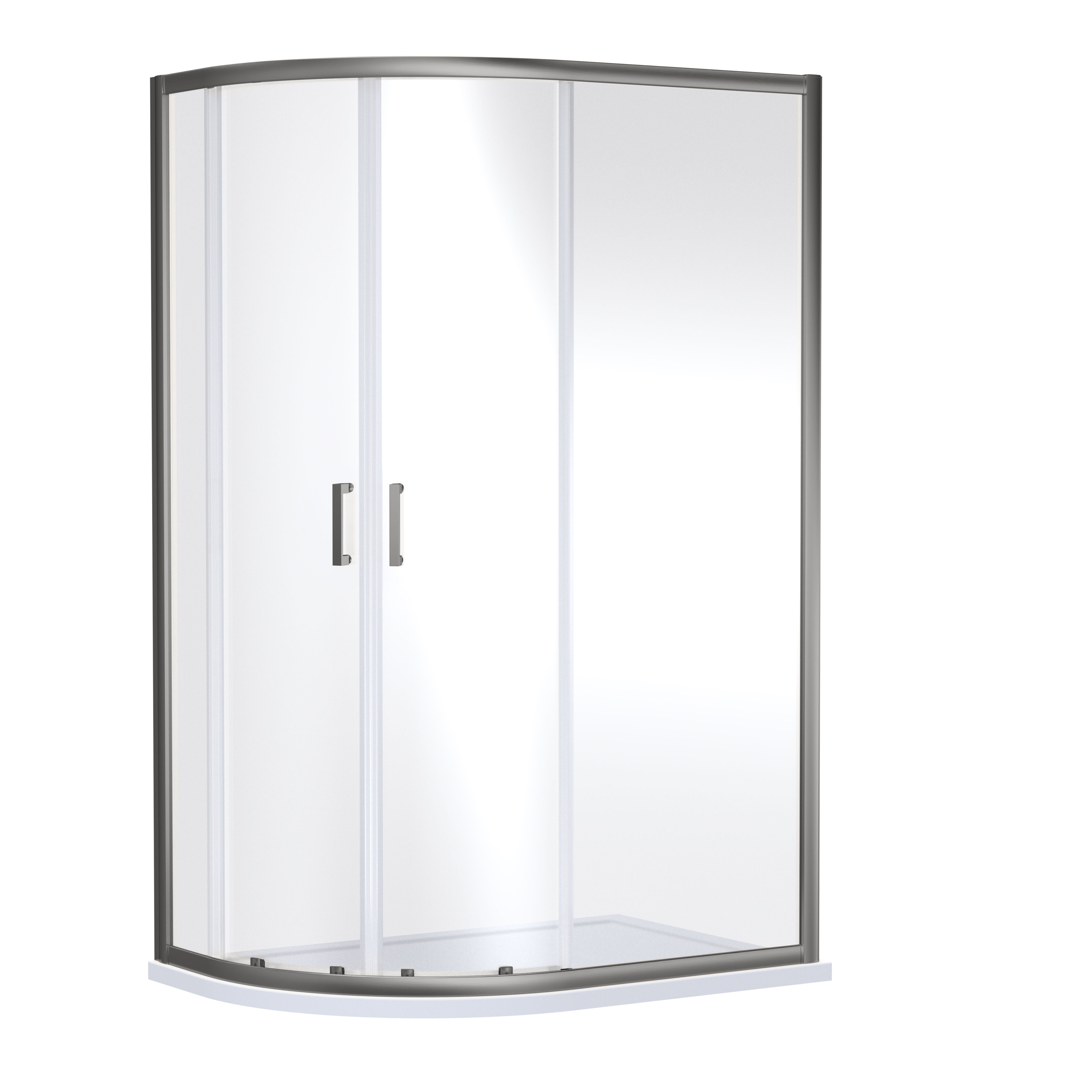 nuie Rene 1200mm Brushed Pewter Framed Offset Shower Enclosure