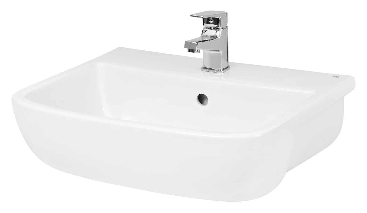 Hudson Reed Fossil 1 Tap Hole 500mm Ceramic Square Semi-Recessed Basin