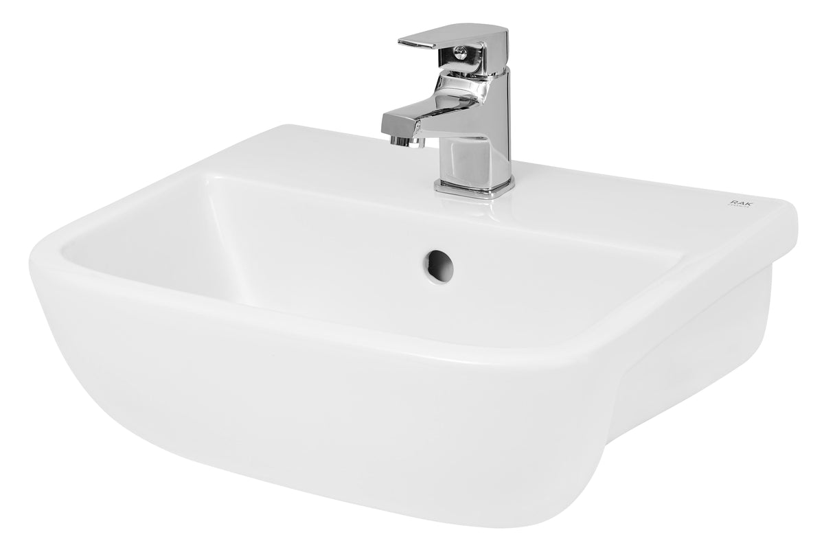 Hudson Reed Lynx 1 Tap Hole 500mm Ceramic Square Semi-Recessed Basin