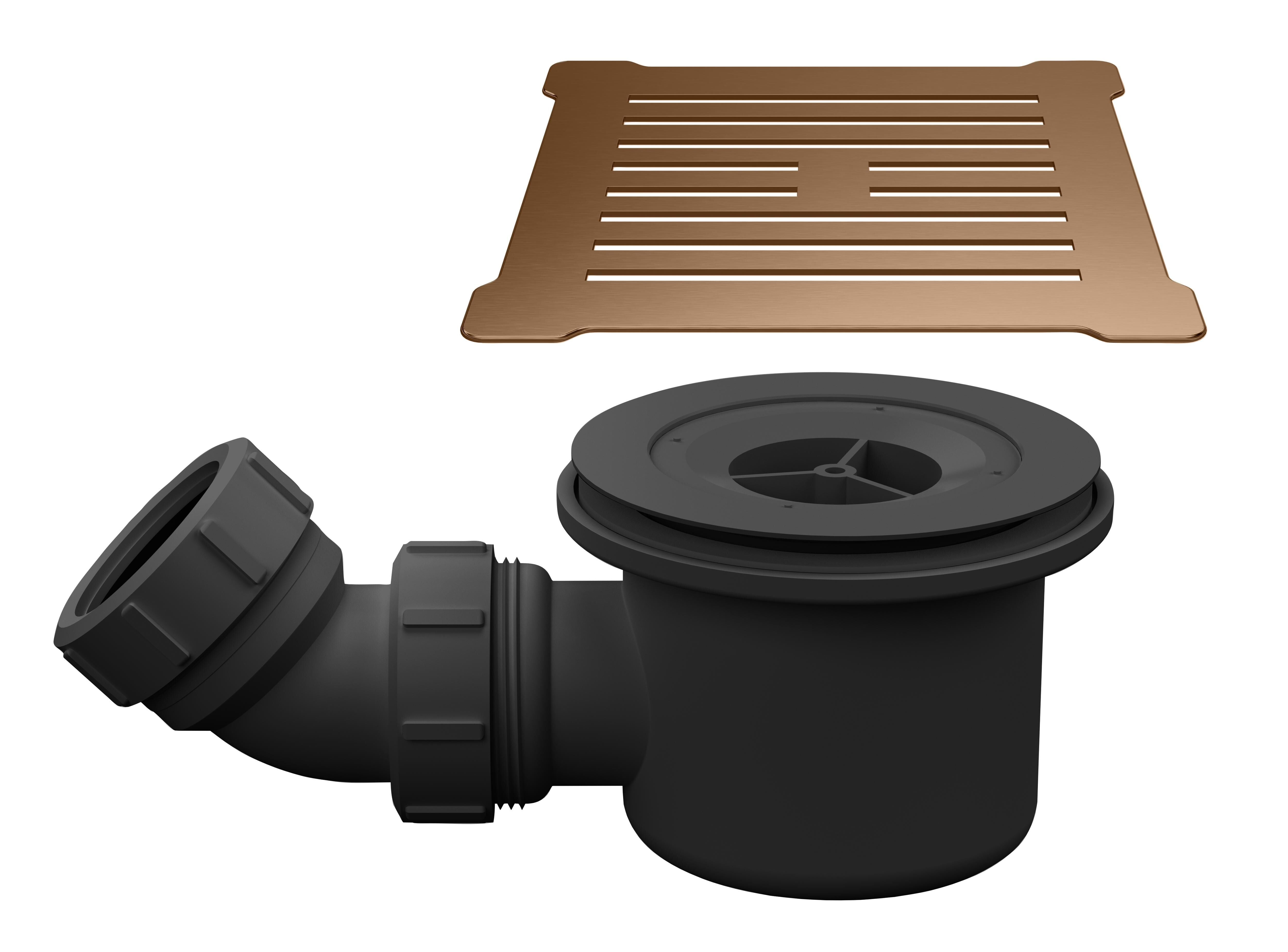 nuie Brushed Bronze 90mm Fast Flow Shower Tray Waste With Grid