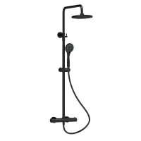 Round Thermostatic Bar Shower Kit - Matt Black