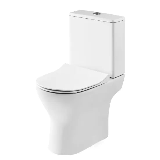 Freesia Compact Close Coupled Rimless Toilet Pan, Cistern and Seat