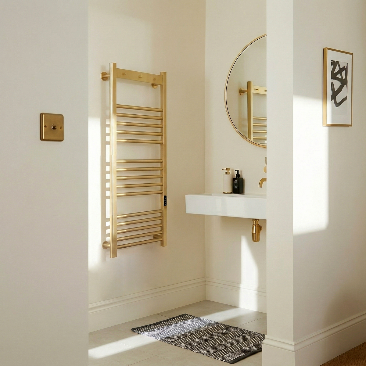 Toro Smart Dry Electric Towel Rail 800 x 500mm - Brushed Brass - TOR800500BB - TOR800500BB 4