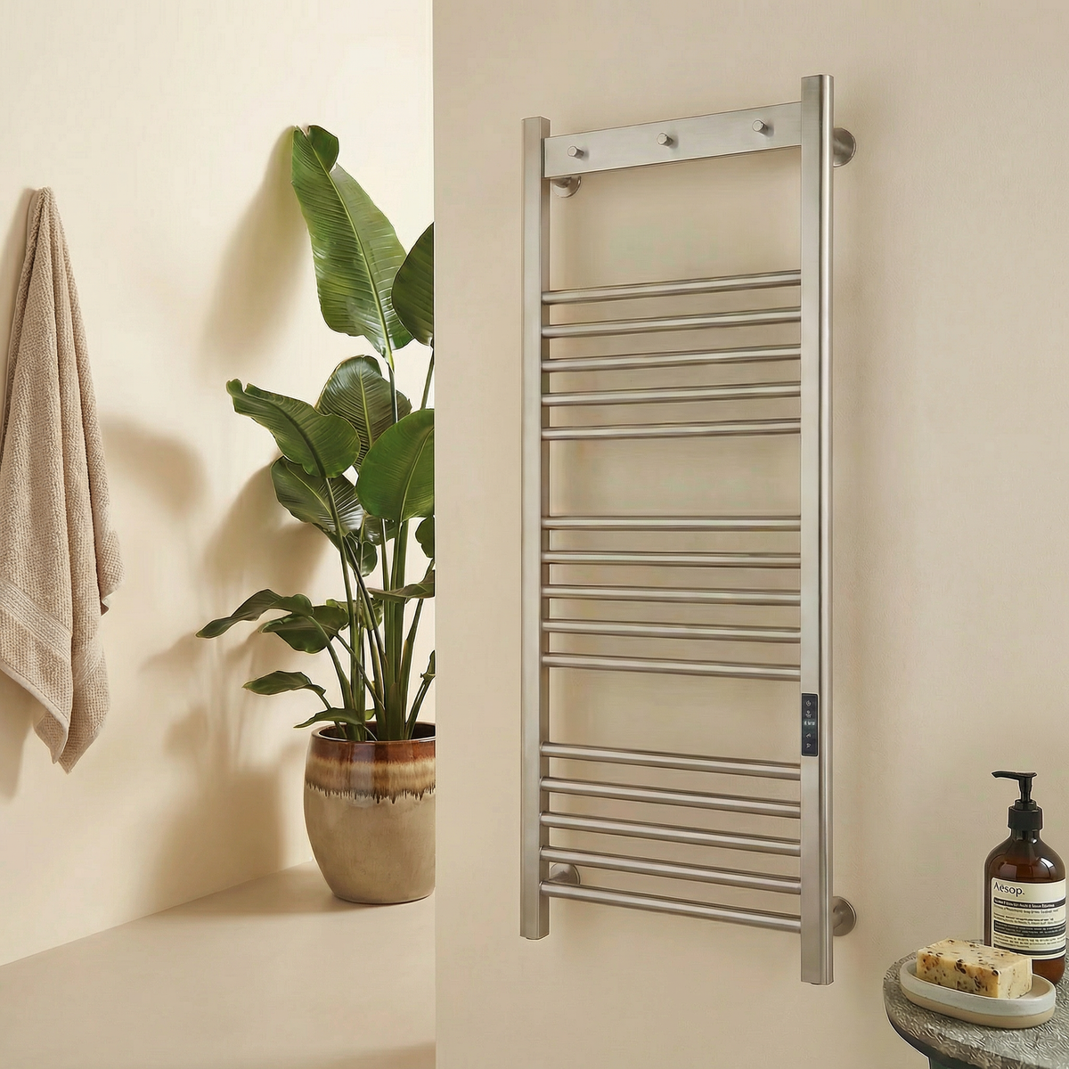 Toro Smart Dry Electric Towel Rail 800 x 500mm - Brushed Nickel - TOR800500BN - TOR800500BN 4