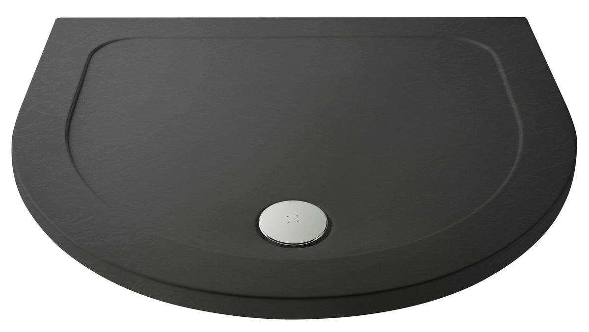 Hudson Reed 1050 x 950mm Slate Gray Slimline D Shape Shower Tray
