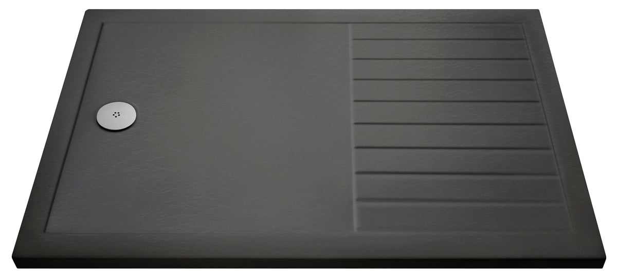 Hudson Reed 1400 x 900mm Slate Grey Slimline Rectangular Walk In Shower Tray