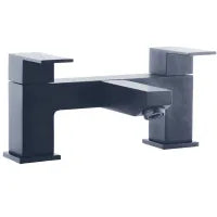 Modern Matt Black L-Shaped Shower Bath Package