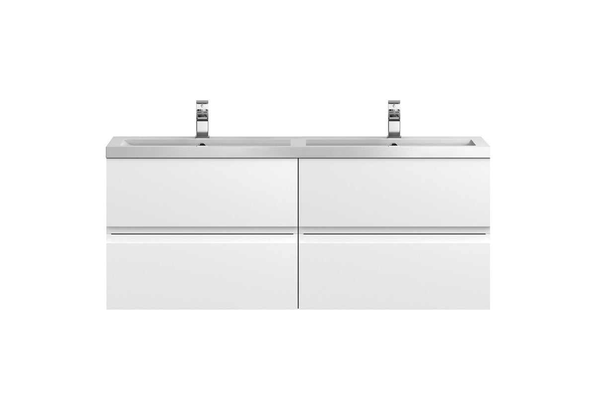 Hudson Reed Urban 1200mm 4 Drawer Wall Hung Vanity Unit With 2 Tap Hole Polymarble basin
