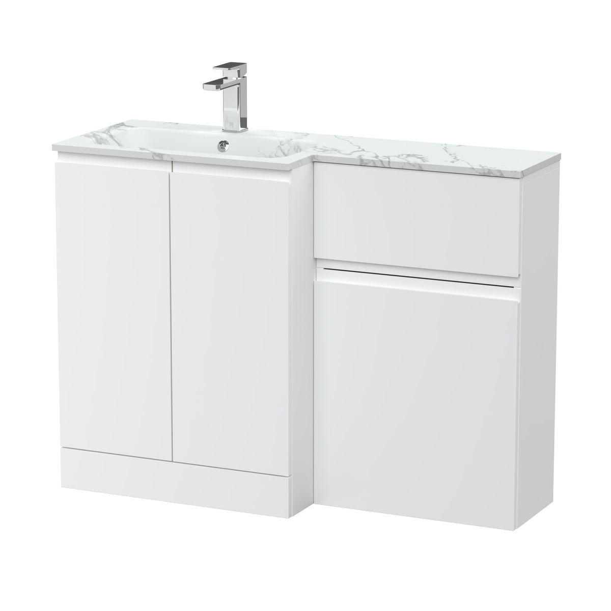 Hudson Reed Urban 1100mm Left-Hand 2 Door Floor Standing Combination Unit With Stone Basin