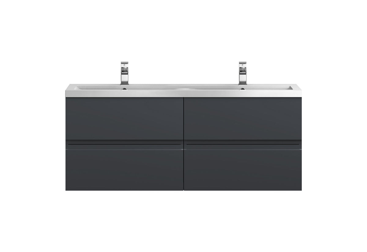 Hudson Reed Urban 1200mm 4 Drawer Wall Hung Vanity Unit With 2 Tap Hole Ceramic Basin