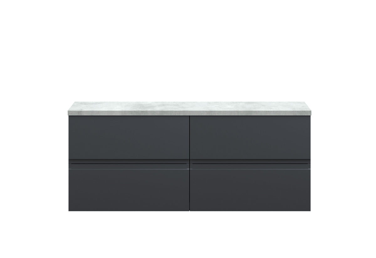 Hudson Reed Urban 1205mm 4 Drawer Wall Hung Vanity Unit With Bellato Grey Worktop