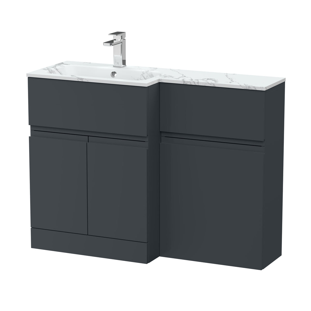 Hudson Reed Urban 1100mm Left-Hand 2 Door Floor Standing Combination Unit With Stone Basin
