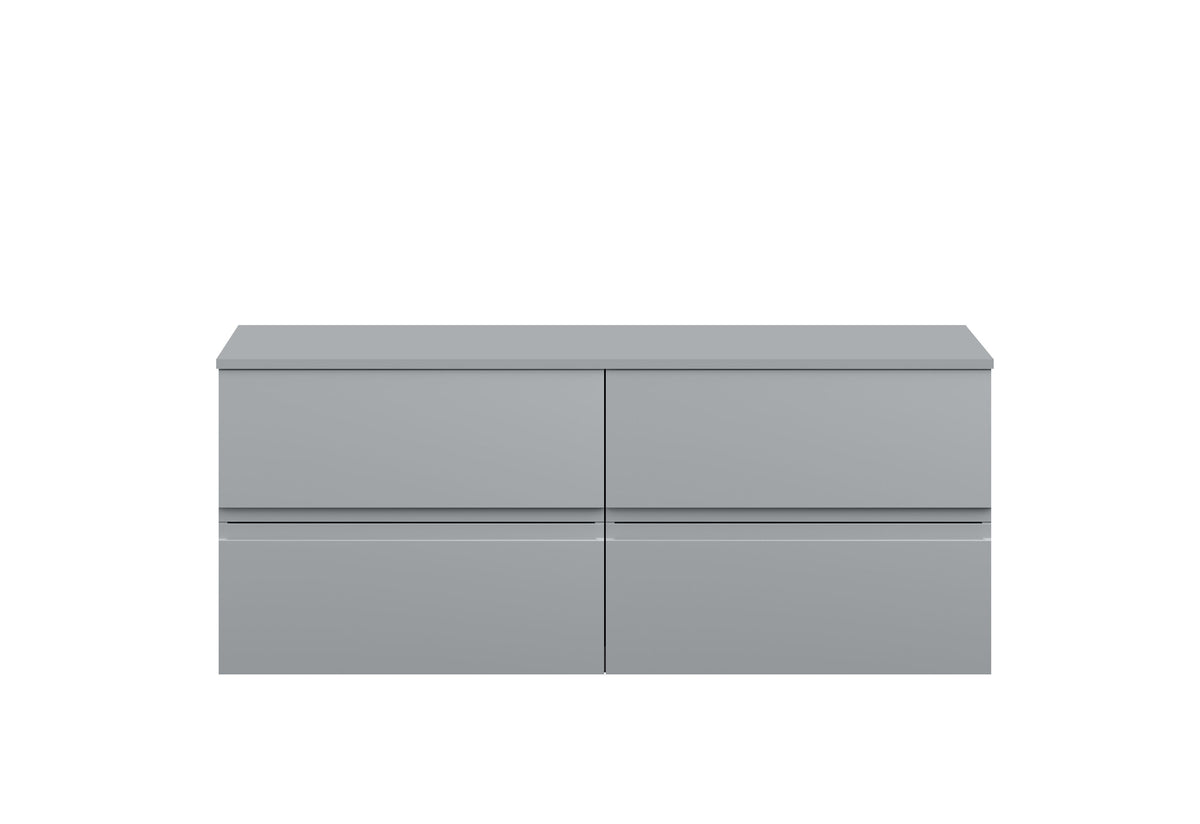 Hudson Reed Urban 1200mm Slate Grey 4 Drawer Wall Hung Vanity Unit With Co-ordinating Worktop
