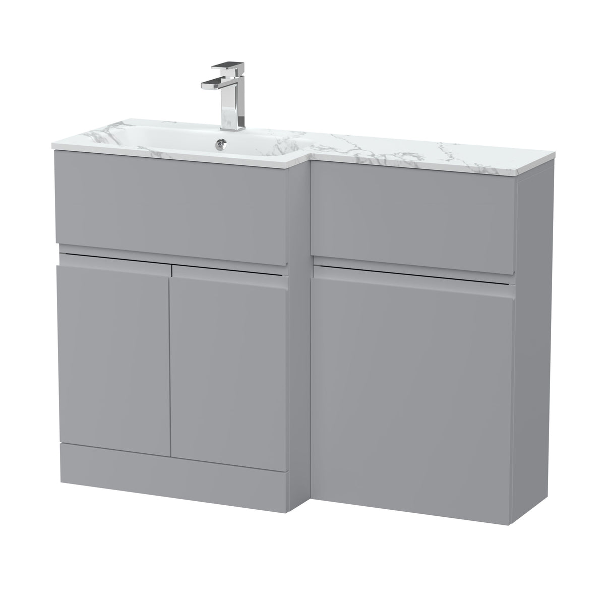 Hudson Reed Urban 1100mm Left-Hand 2 Door Floor Standing Combination Unit With Stone Basin