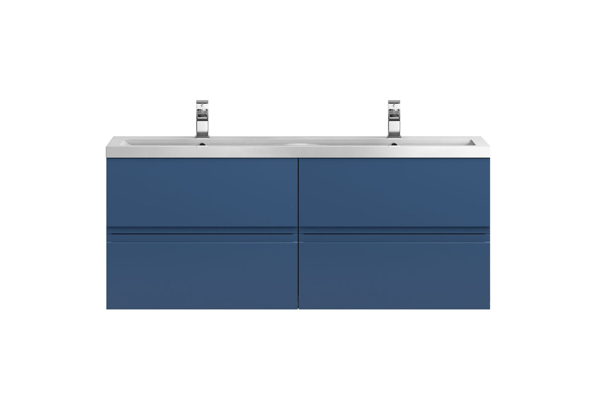 Hudson Reed Urban 1200mm 4 Drawer Wall Hung Vanity Unit With 2 Tap Hole Ceramic Basin