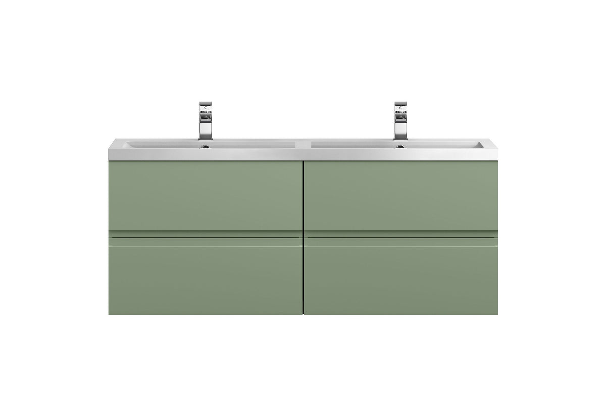 Hudson Reed Urban 1200mm 4 Drawer Wall Hung Vanity Unit With 2 Tap Hole Polymarble basin