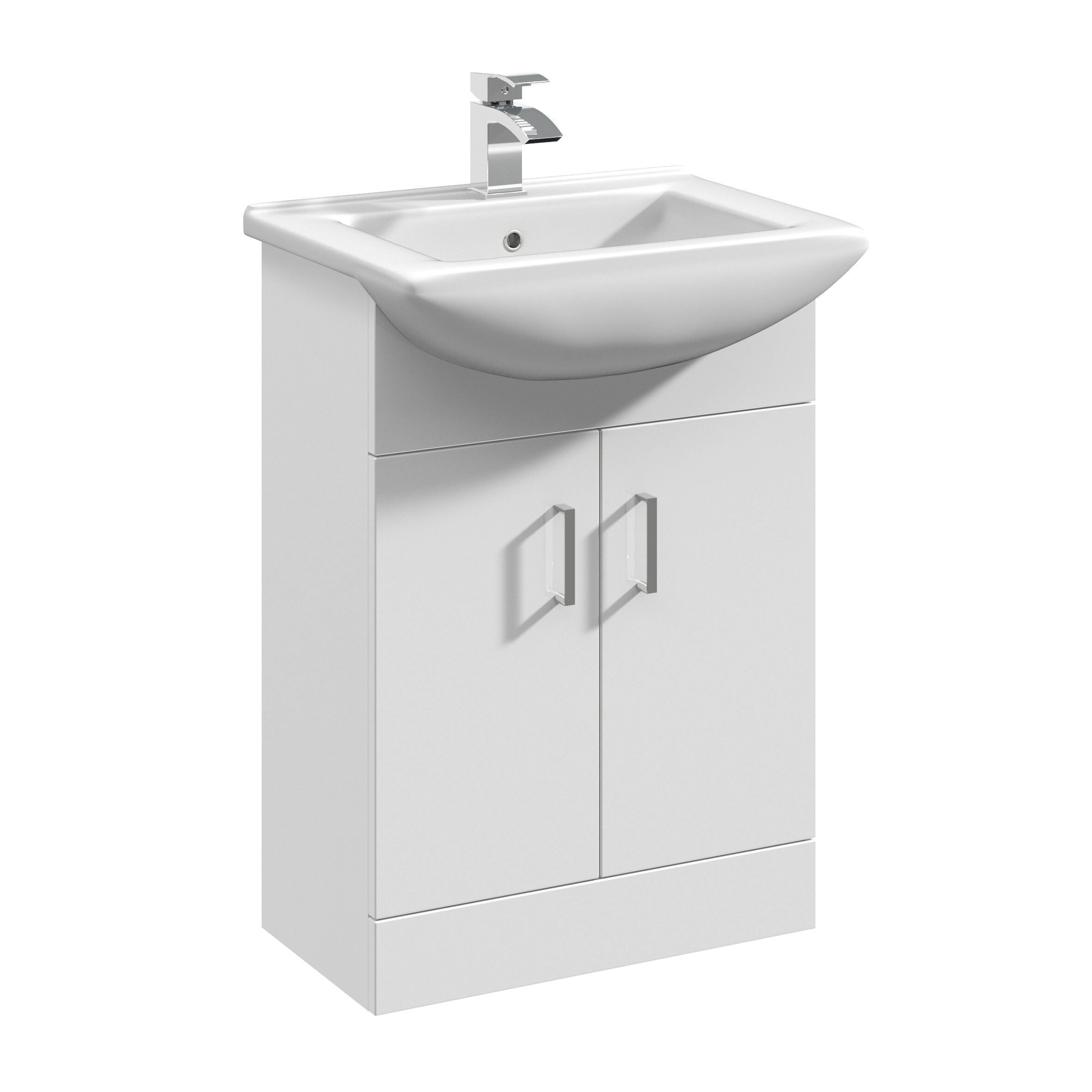 Nuie Mayford 550mm 2 Door Floor Standing Cabinet With Square Basin