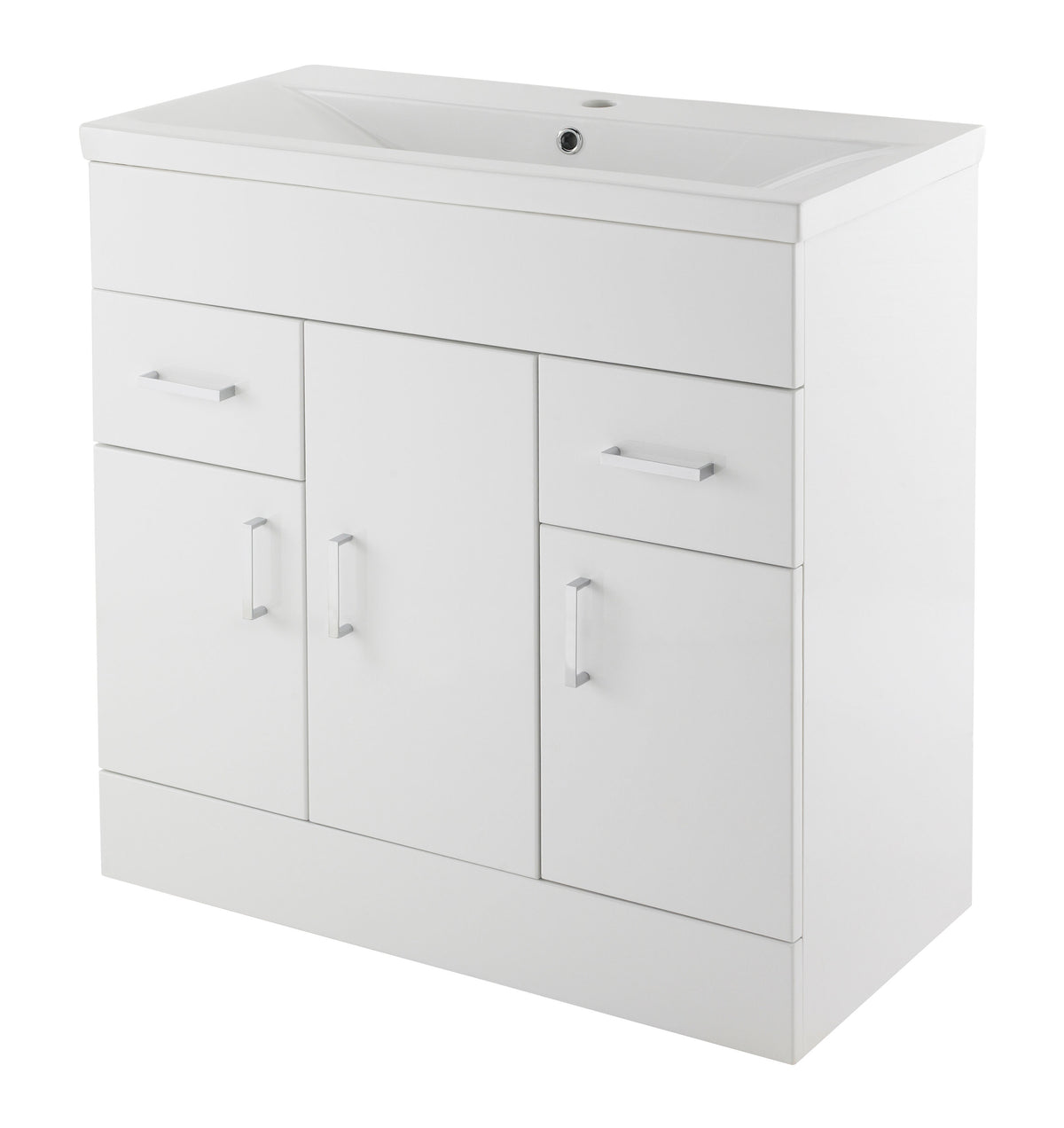 Nuie Eden 800mm 3 Door 2 Drawer Floor Standing Cabinet With Basin