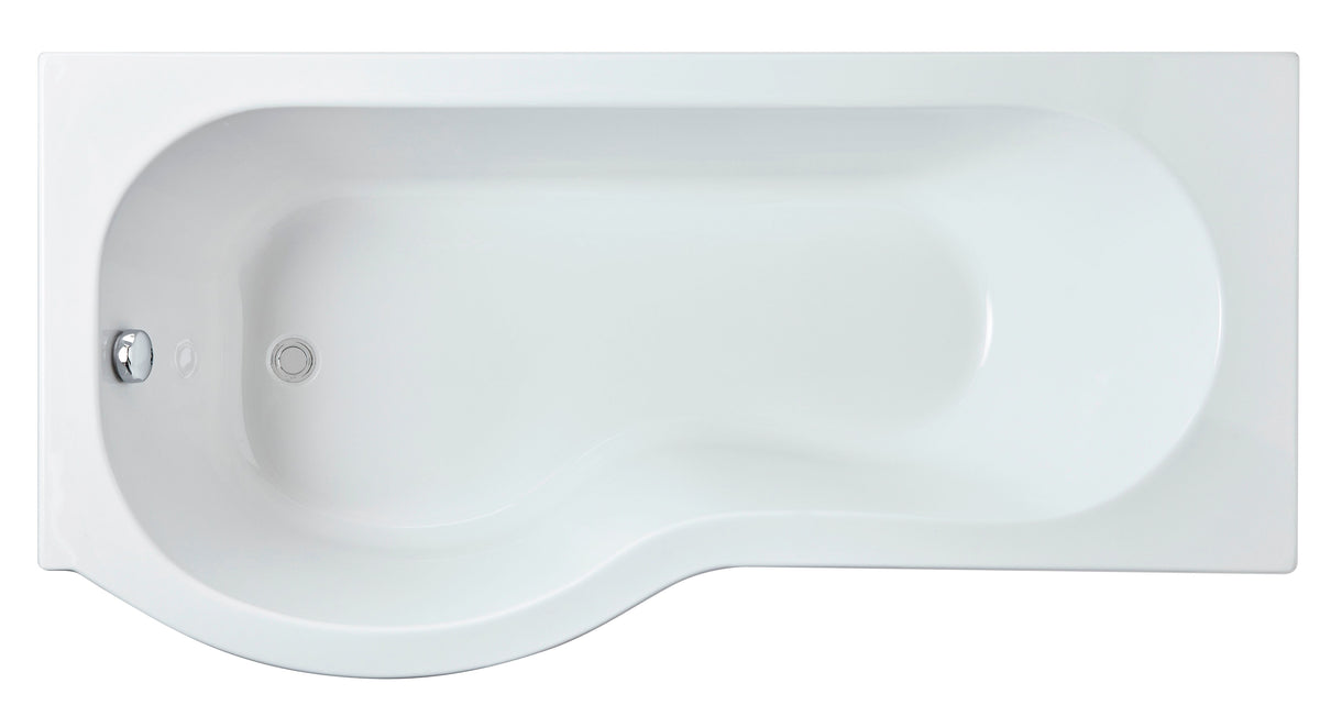 Nuie 1600mm Left-Hand P Shaped Shower Bath With Legs