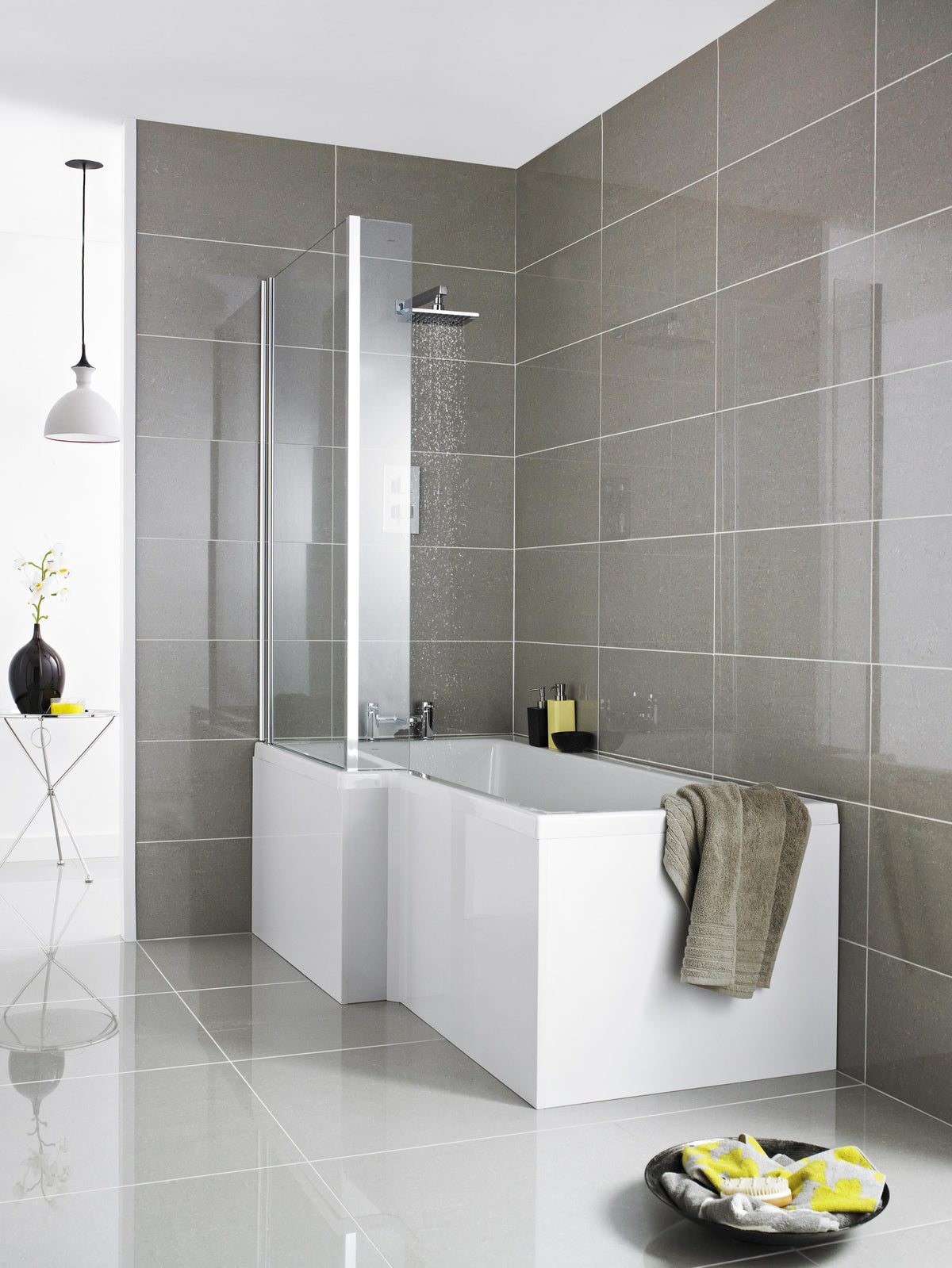 Nuie 1600mm L-Shaped Acrylic Shower Bath Front Panel