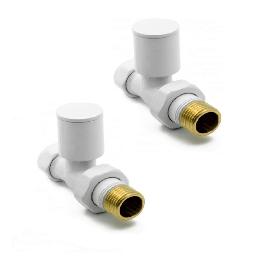 White Radiator Valve Straight 15mm (Pair) - WHITE-STR