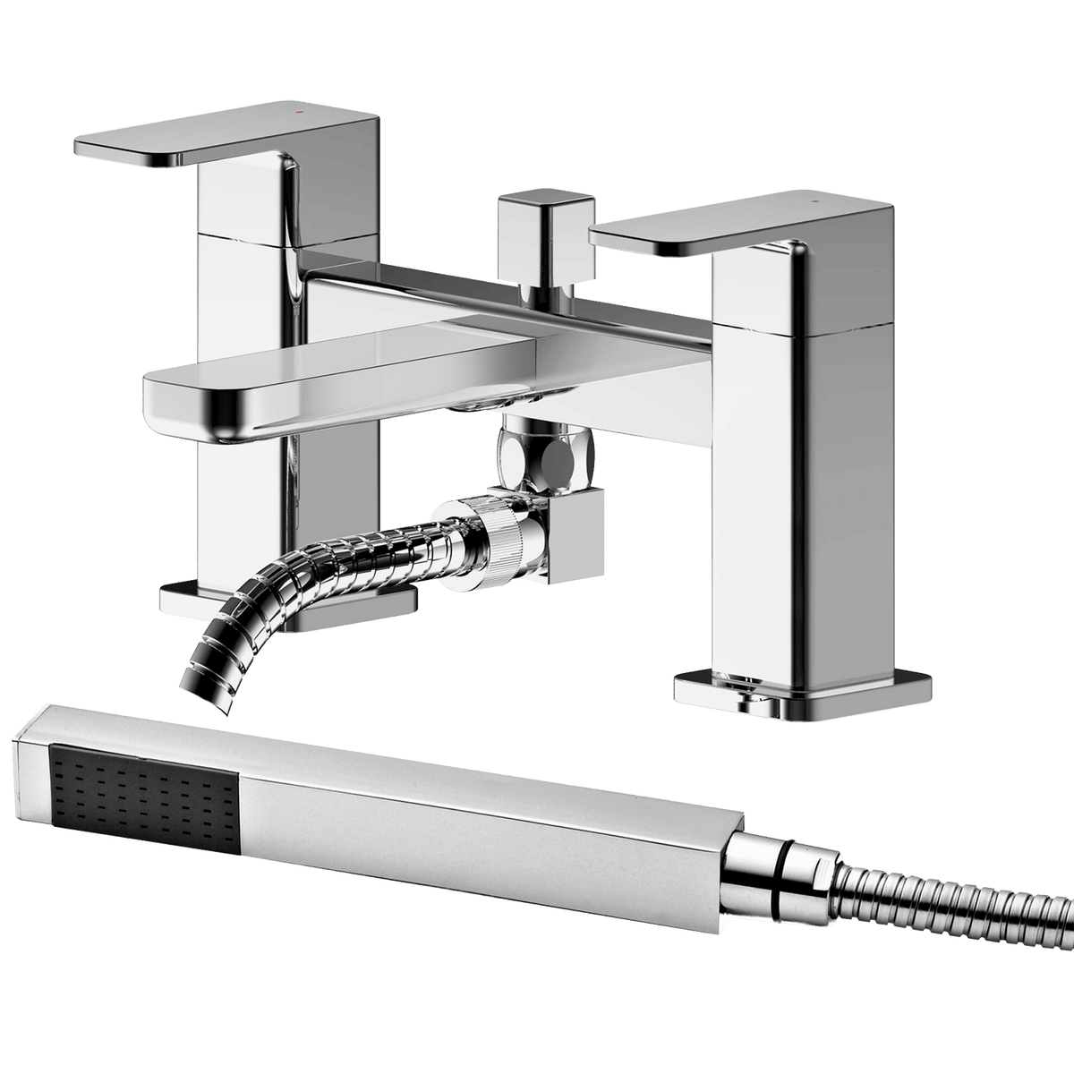 nuie Windon Chrome Deck Mounted Bath Shower Mixer With Kit