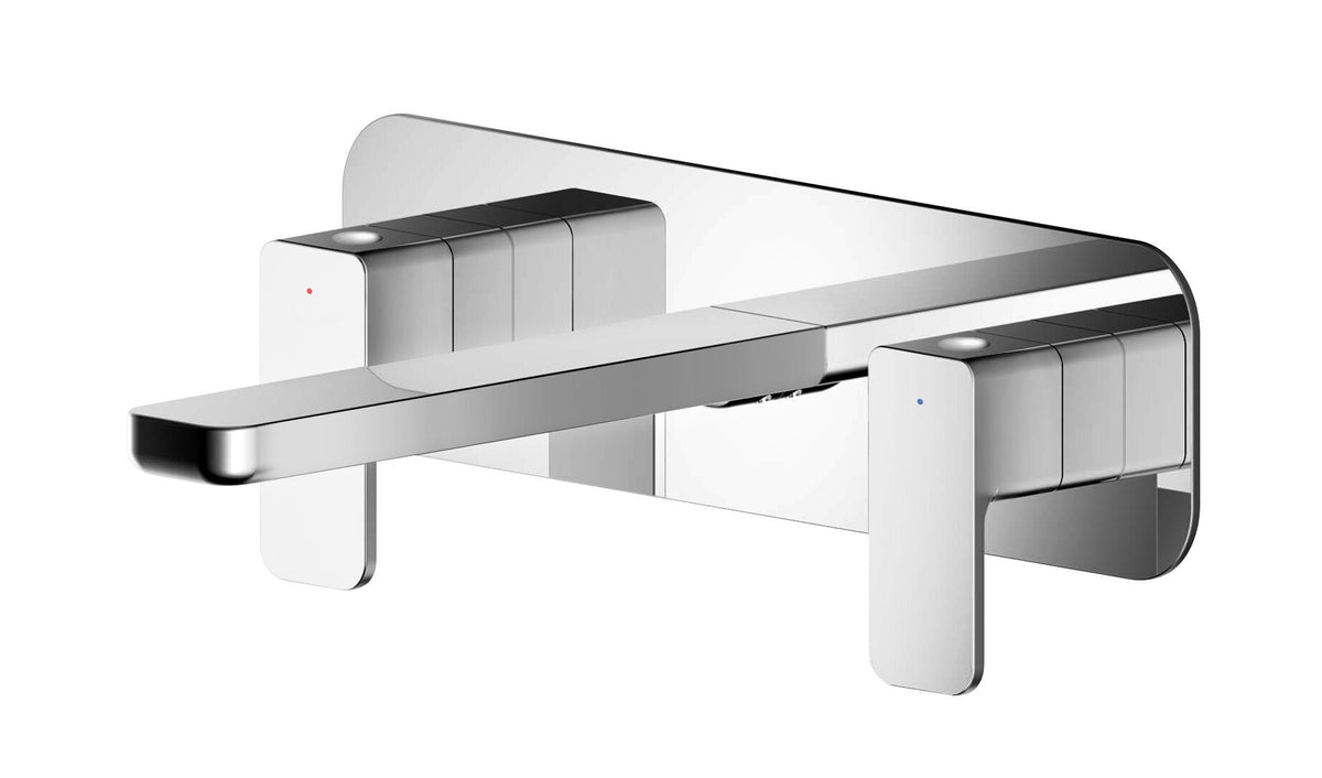 Nuie Windon 3 Tap Hole Wall Mounted Basin Mixer With Plate