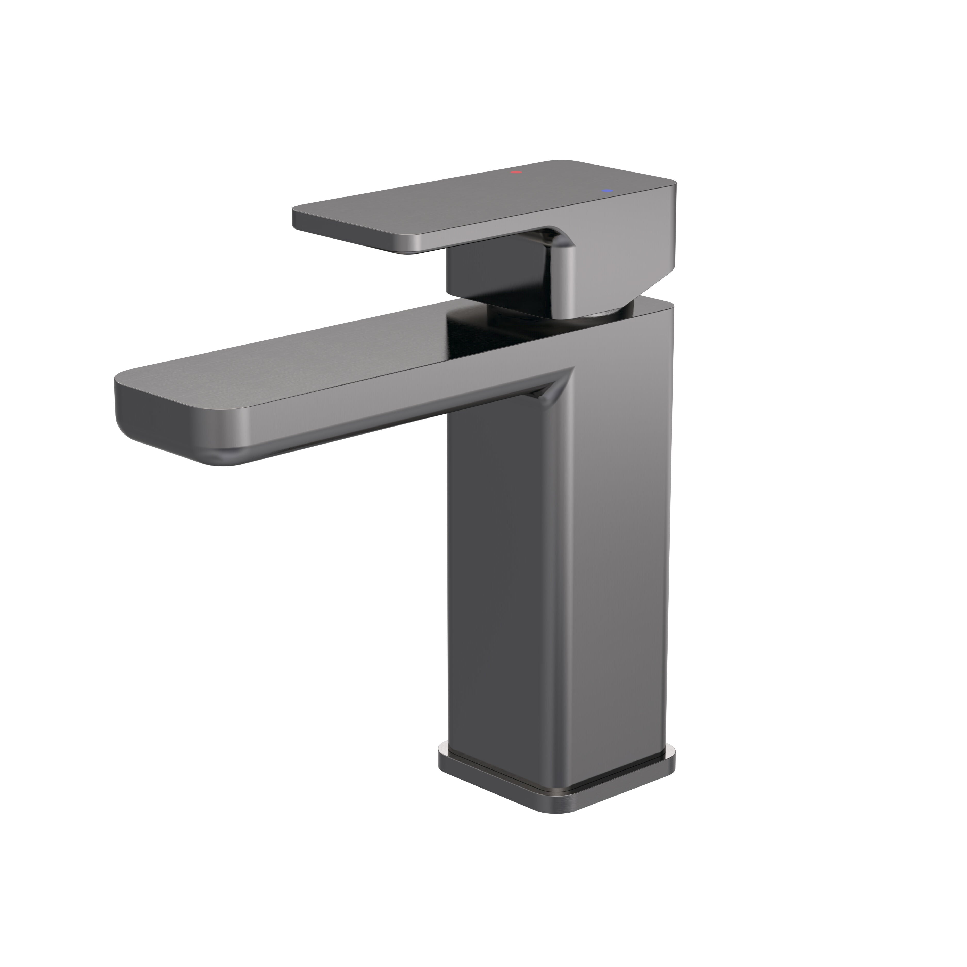 nuie Windon Brushed Pewter Mono Basin Mixer With Push Button Waste