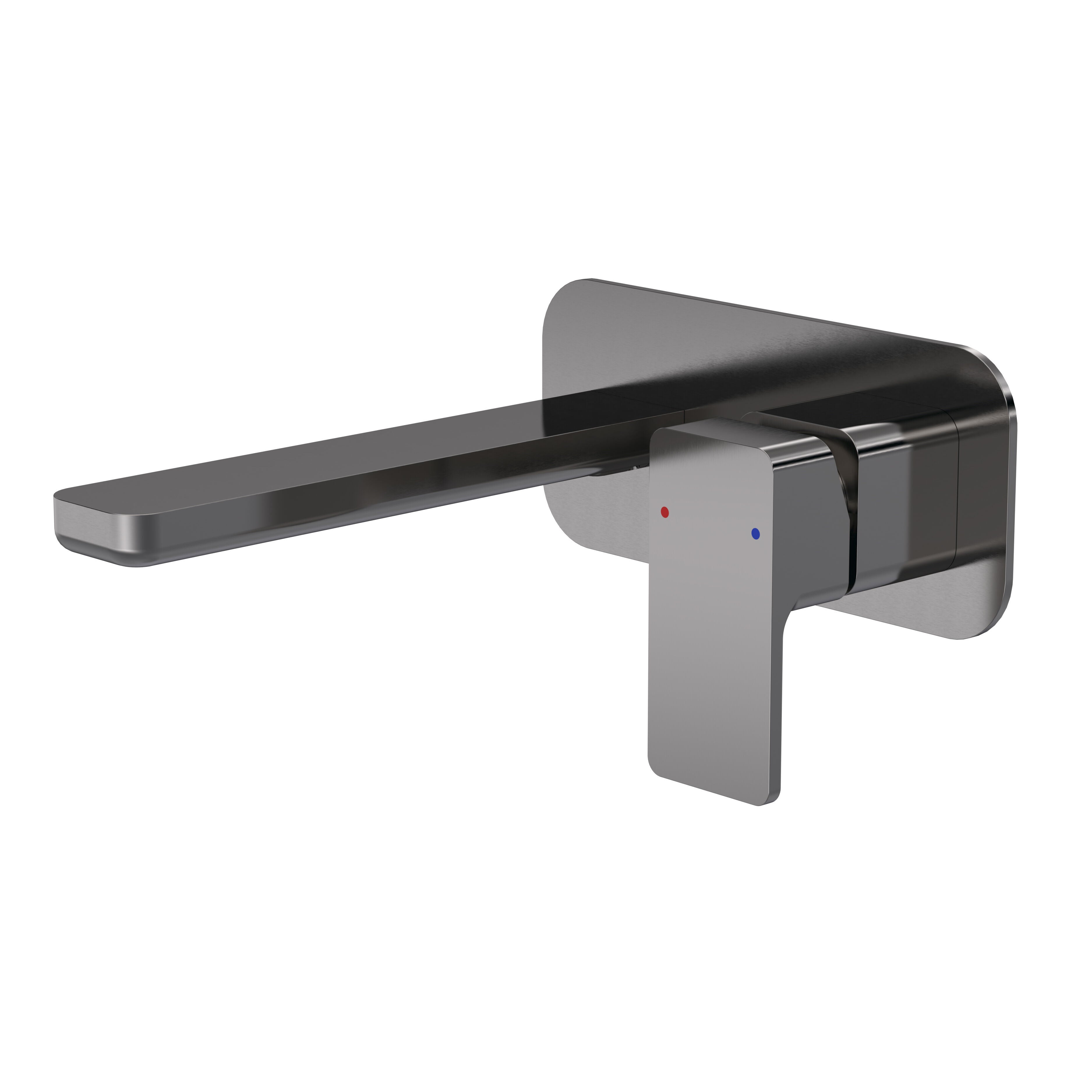 nuie Windon Brushed Pewter 2 Tap Hole Wall Mounted Basin Mixer