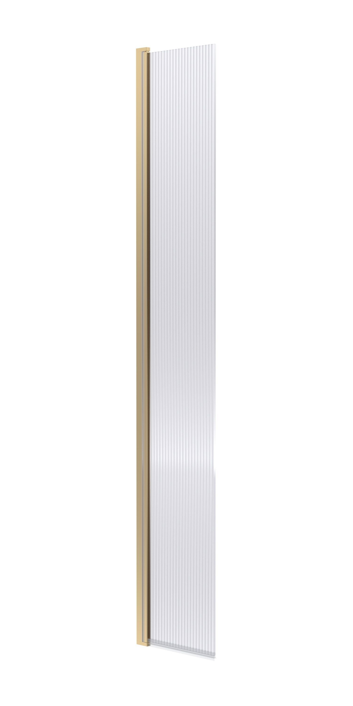 nuie 300mm Brushed Brass Fluted Hinged Wetroom Screen