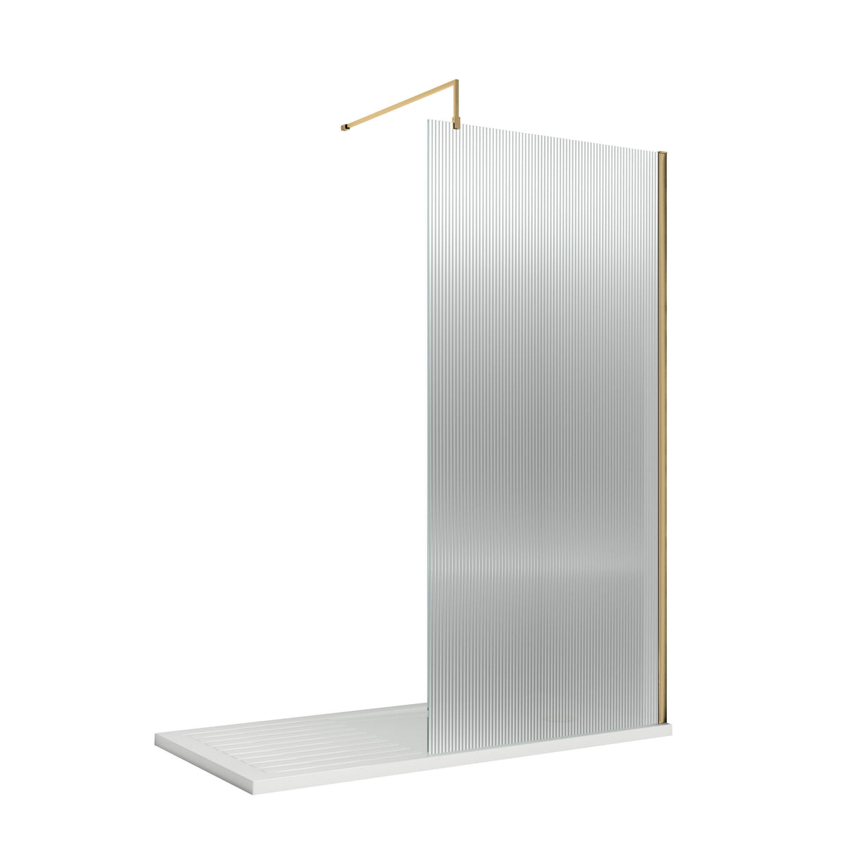 Nuie 800mm Fluted Wetroom Screen With Support Bar
