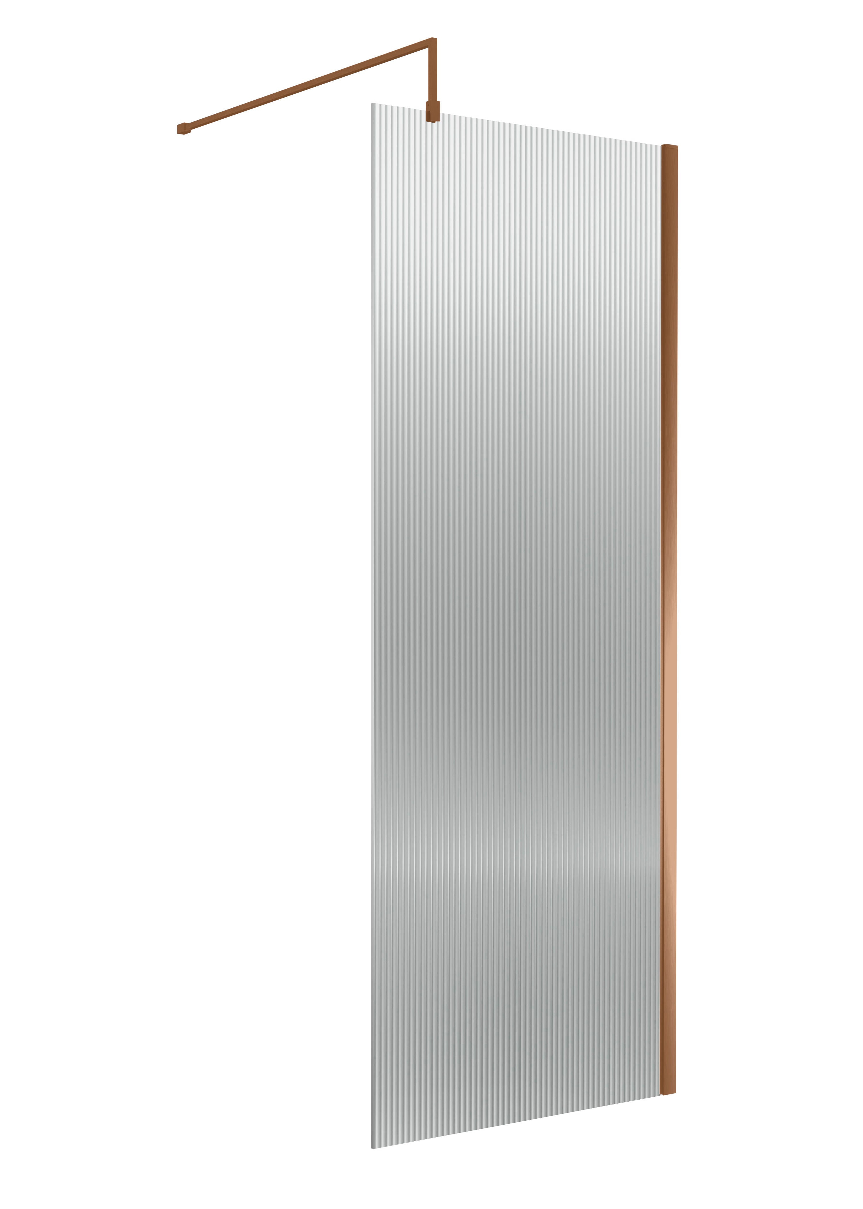 nuie 800mm Brushed Bronze Fluted Wetroom Screen With Support Bar