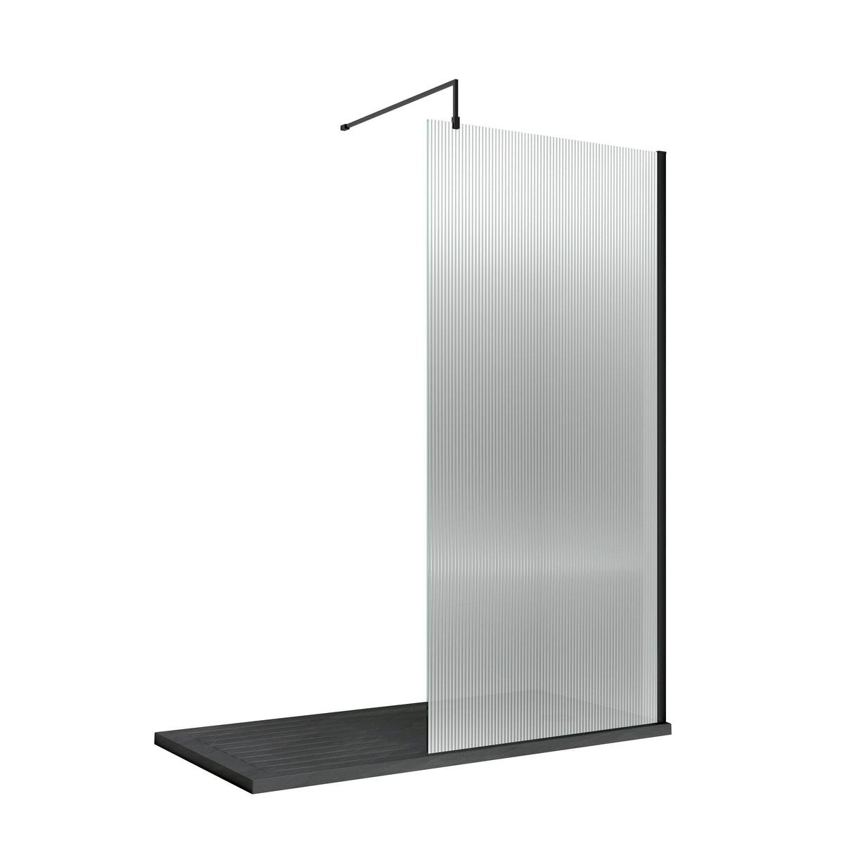Nuie 900mm Fluted Wetroom Screen With Support Bar