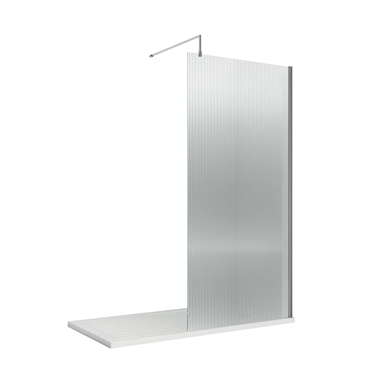 Nuie 900mm Fluted Wetroom Screen With Support Bar