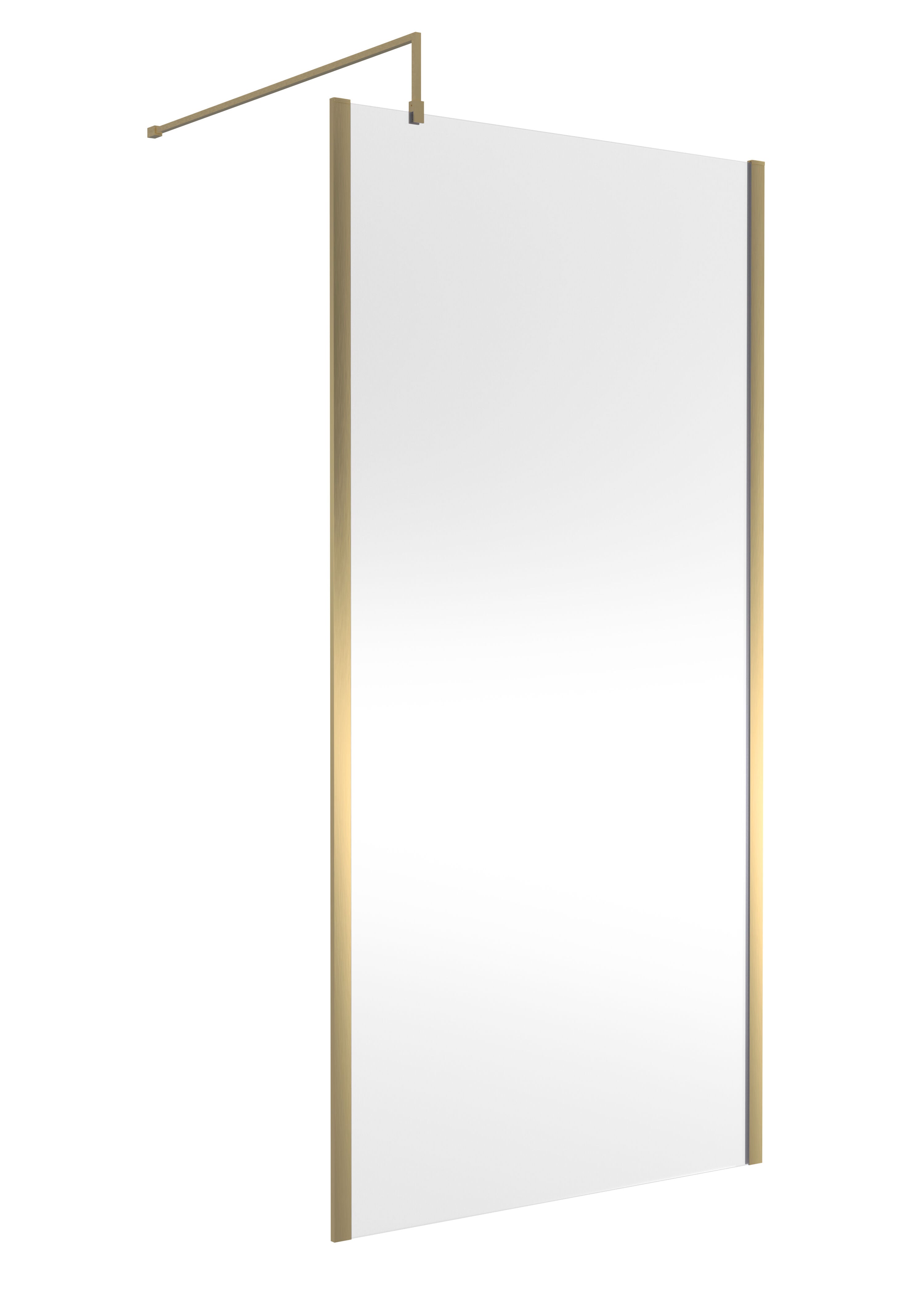 nuie 1000mm Brushed Brass Wetroom Screen With Support Bar