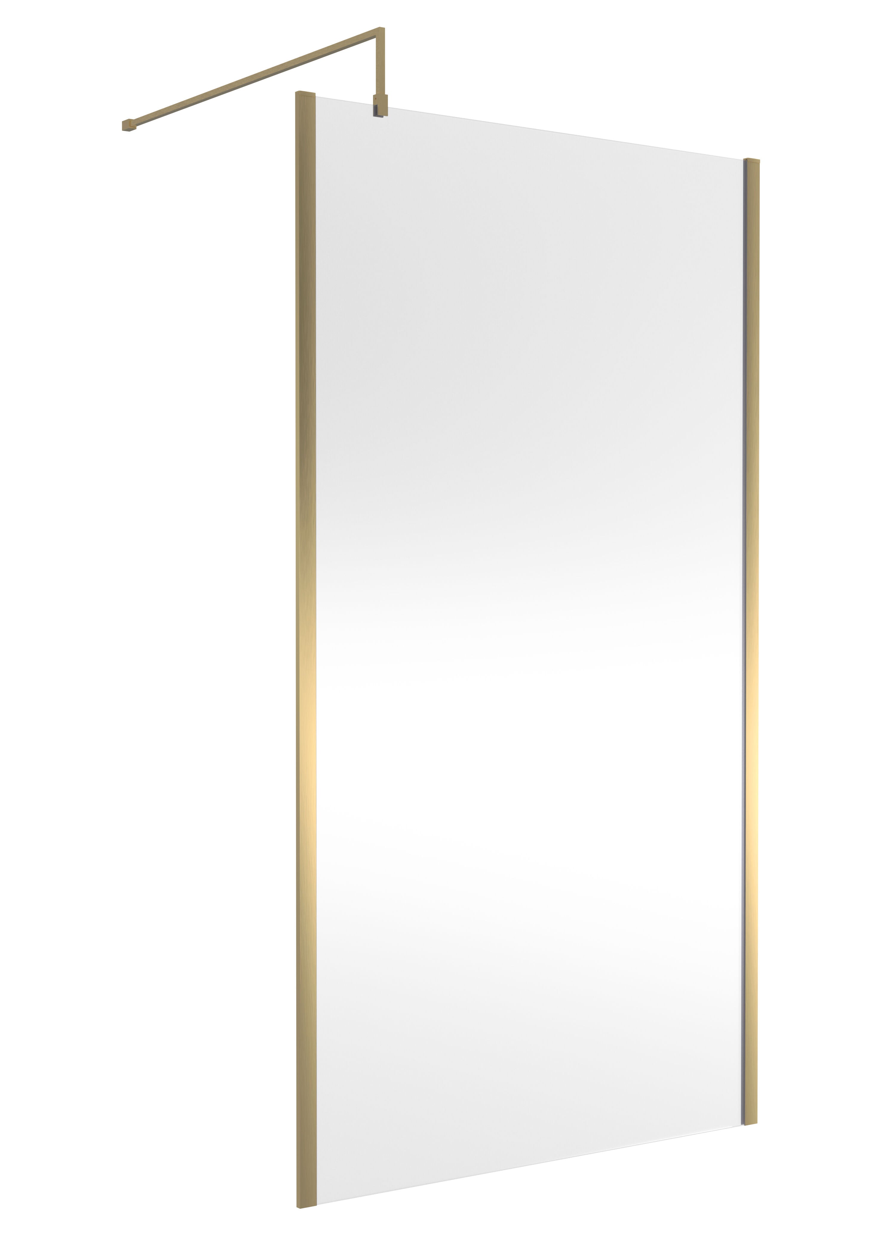nuie 1100mm Brushed Brass Wetroom Screen With Support Bar