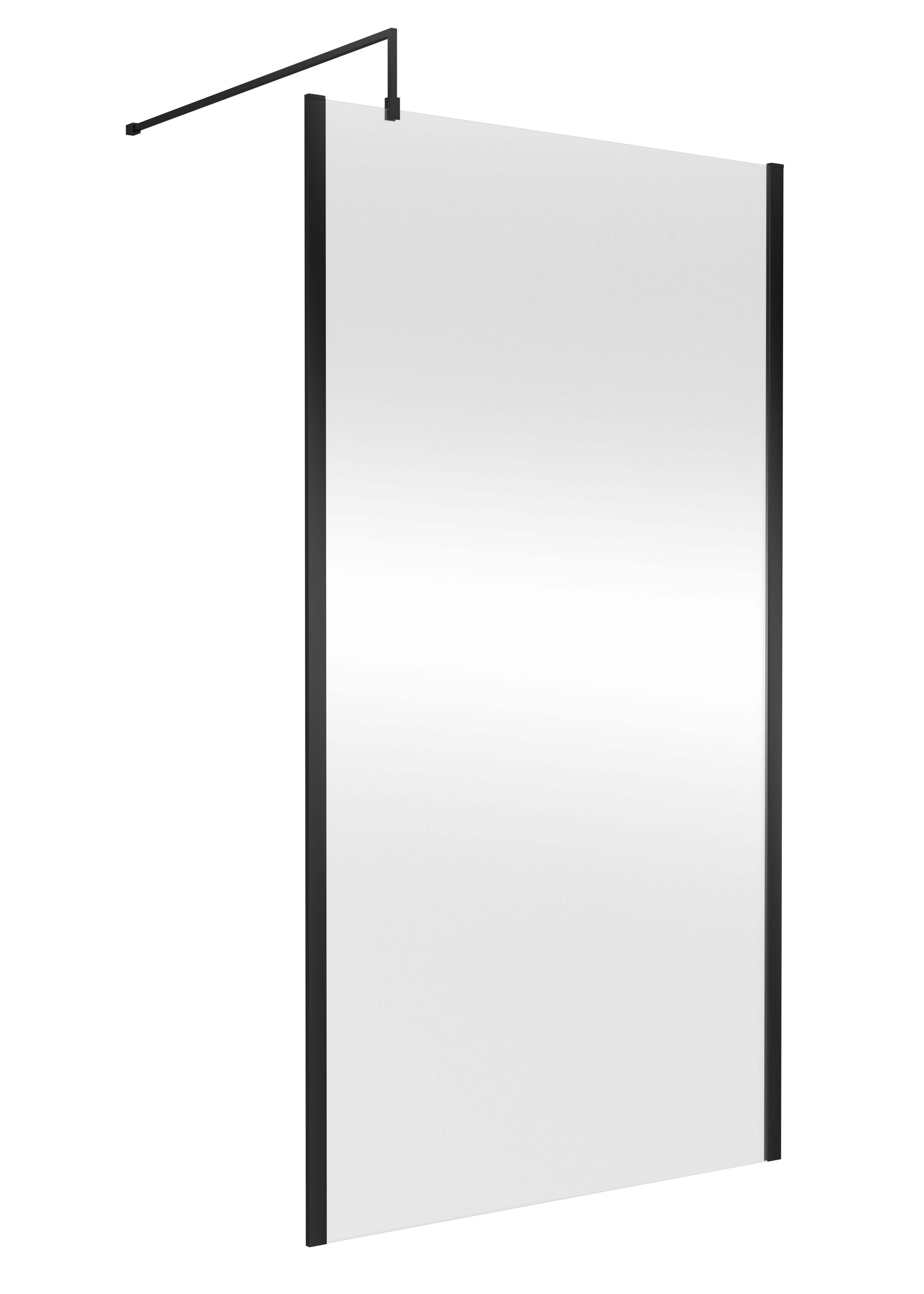 nuie 1100mm Matt Black Wetroom Screen With Support Bar