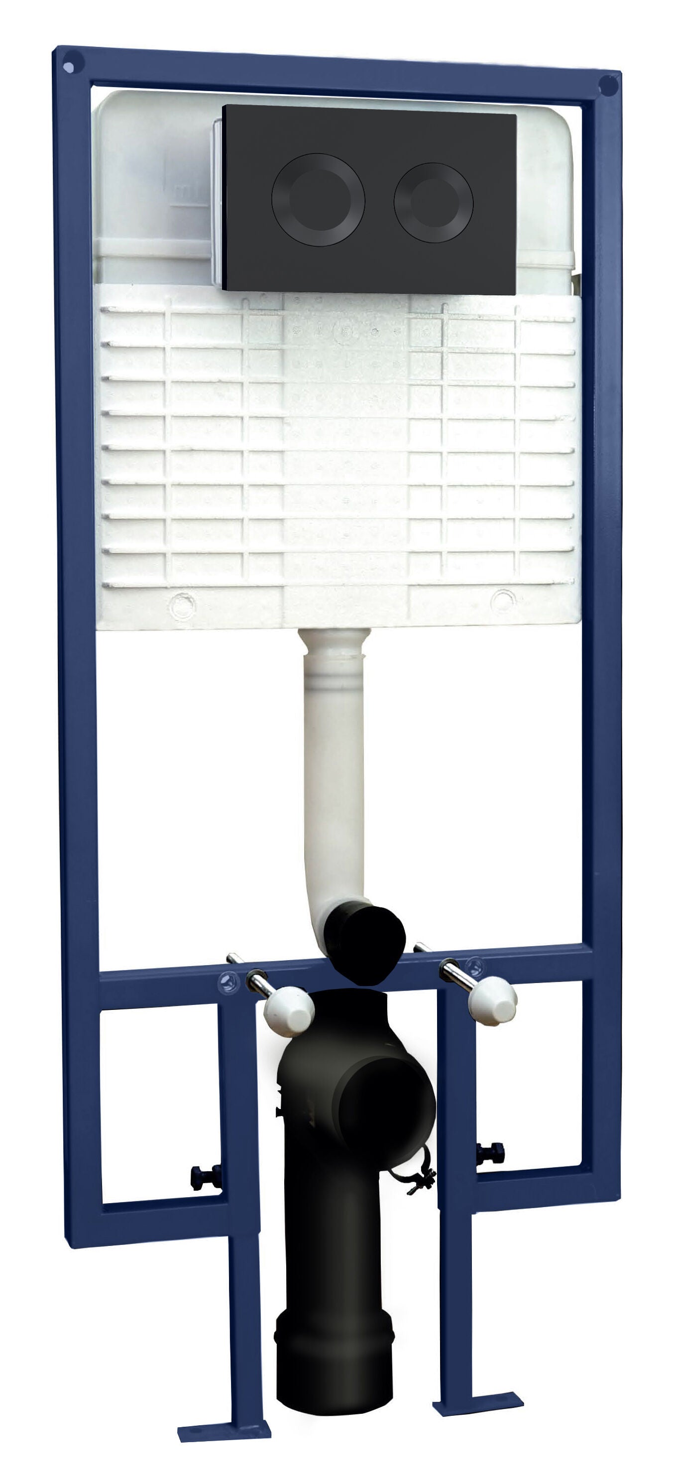 Concealed Cistern Frame With Matt Black Round Flush Plate