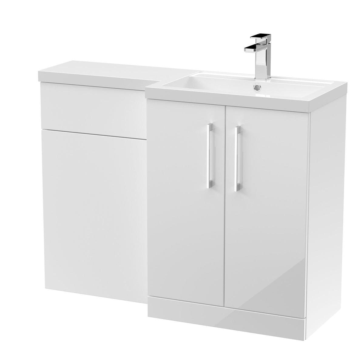 Nuie Arno 1100mm 2 Door Floor Standing Right-Hand Combination Unit With Polymarble Basin