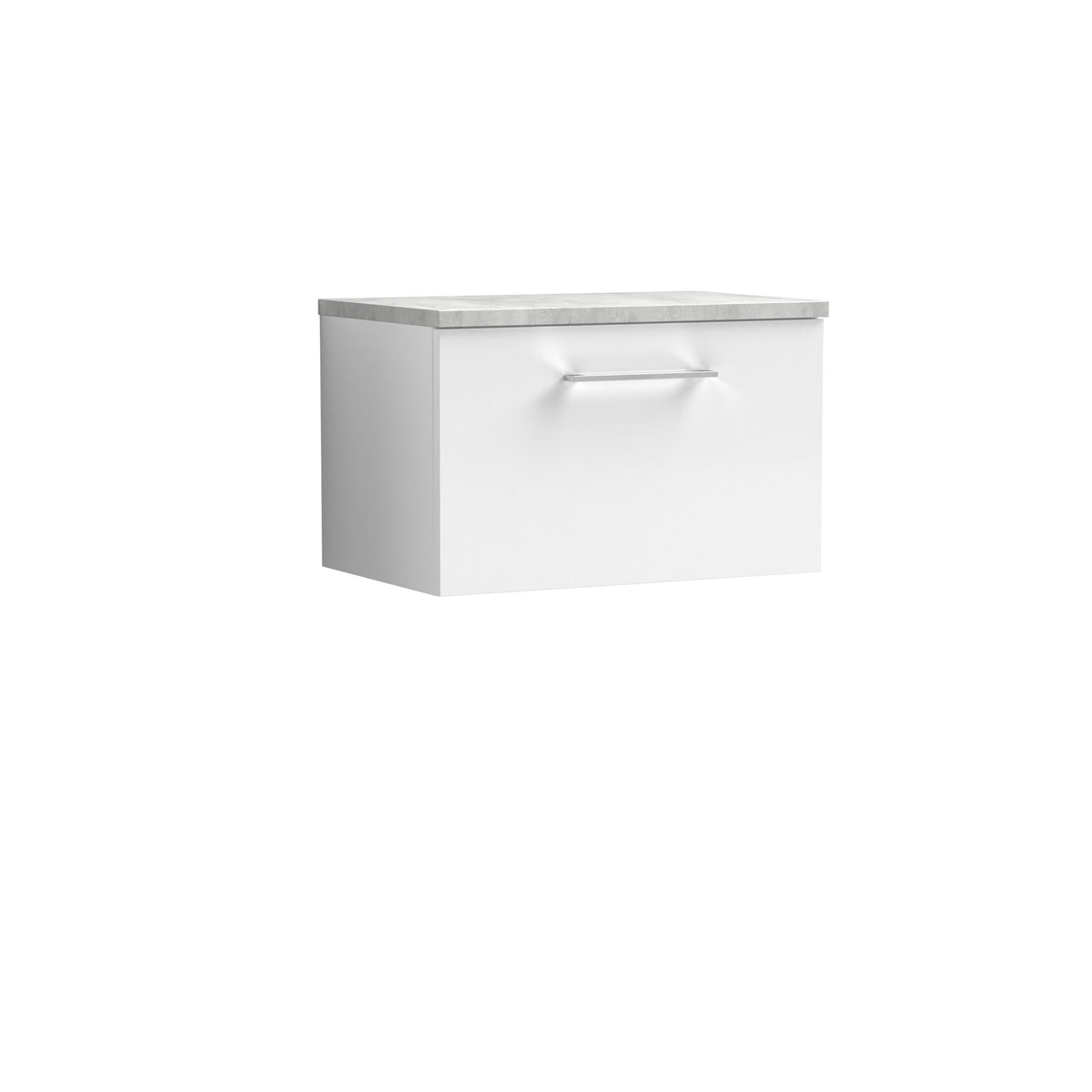 Nuie Arno 600mm 1 Drawer Wall Hung Vanity Unit With Bellato Grey Worktop