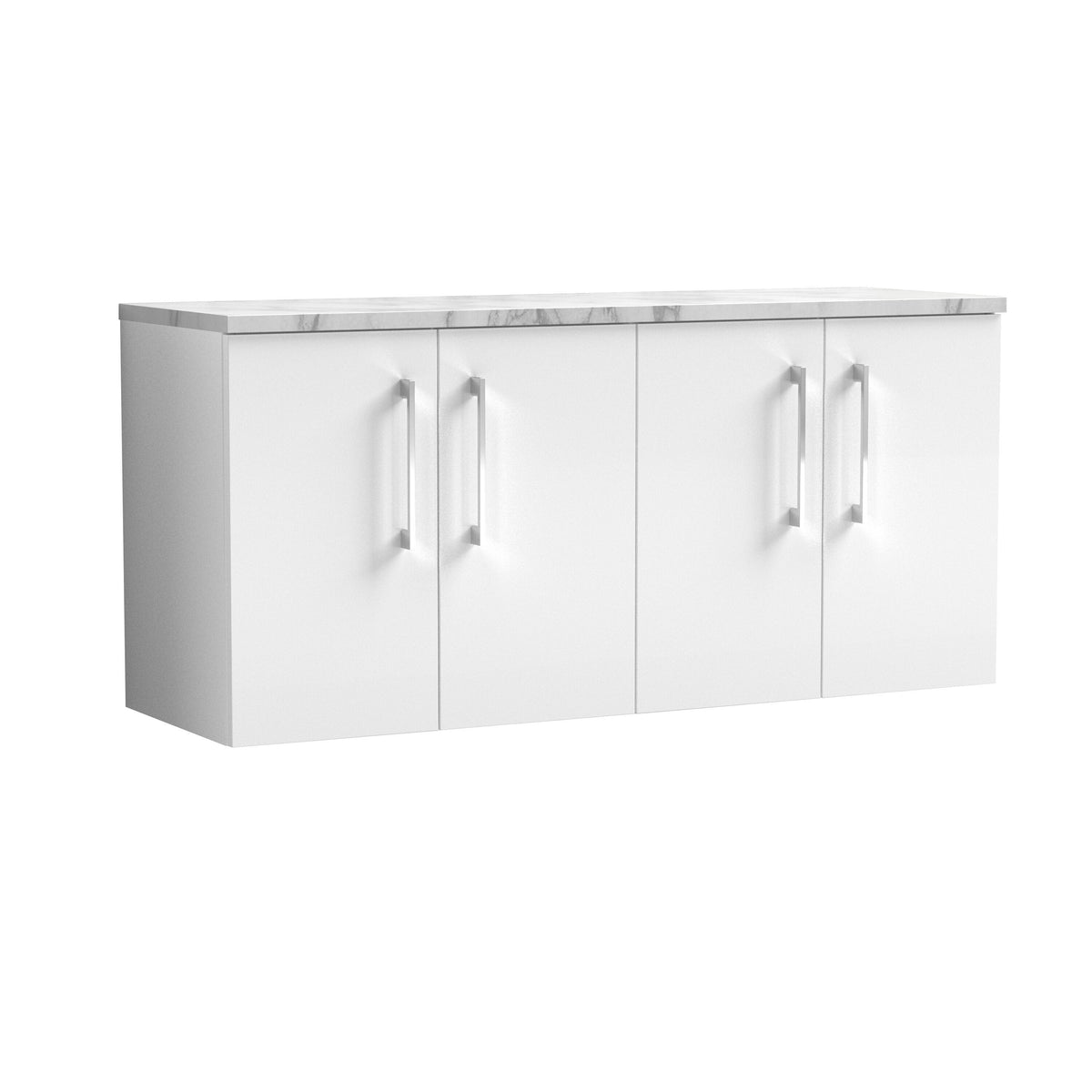 Nuie Arno 1200mm 4 Door Wall Hung Vanity With Carrara Laminate Worktop
