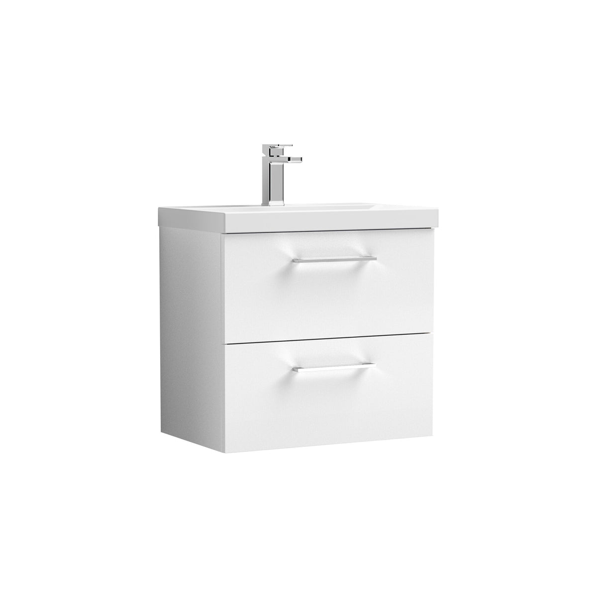 Nuie Arno 600mm 2 Drawer Wall Hung Vanity Unit With Thin Edge Basin