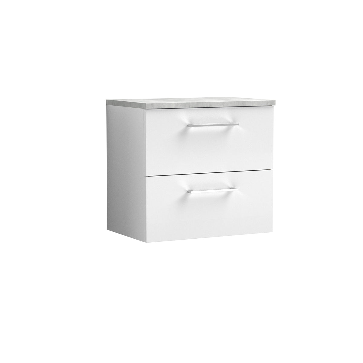 Nuie Arno 600mm 2 Drawer Wall Hung Vanity Unit With Bellato Grey Worktop