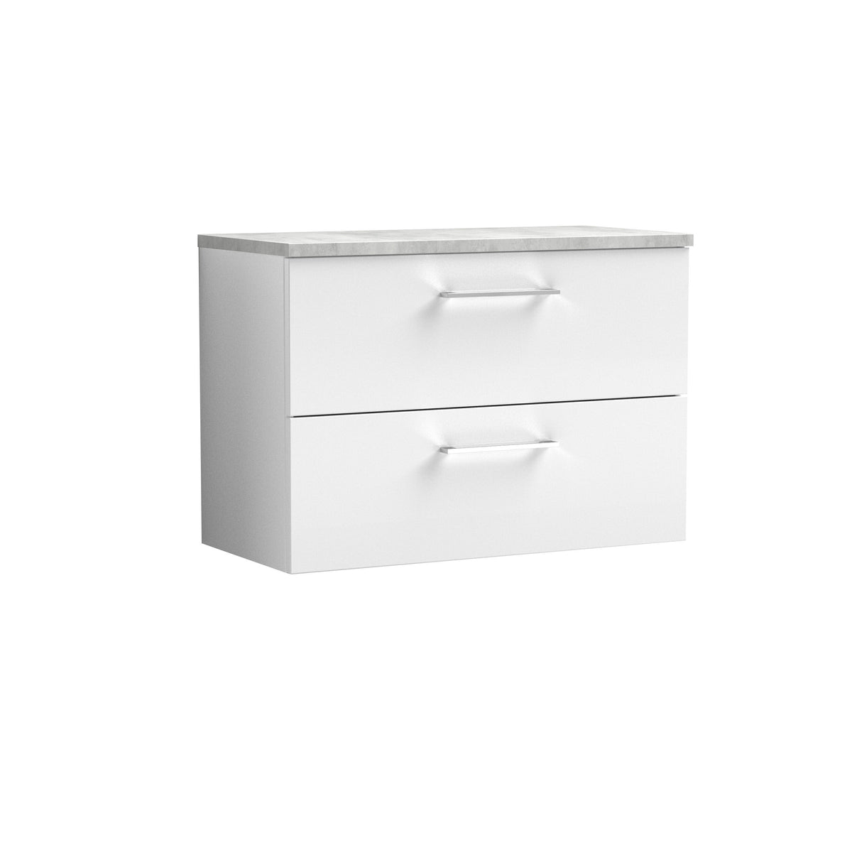 Nuie Arno 800mm 2 Drawer Wall Hung Vanity Unit With Bellato Grey Worktop