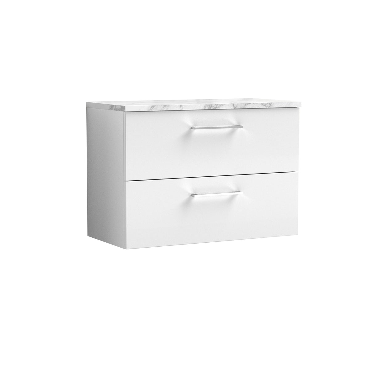 Nuie Arno 800mm 2 Drawer Wall Hung Vanity Unit With Carrara Laminate Worktop