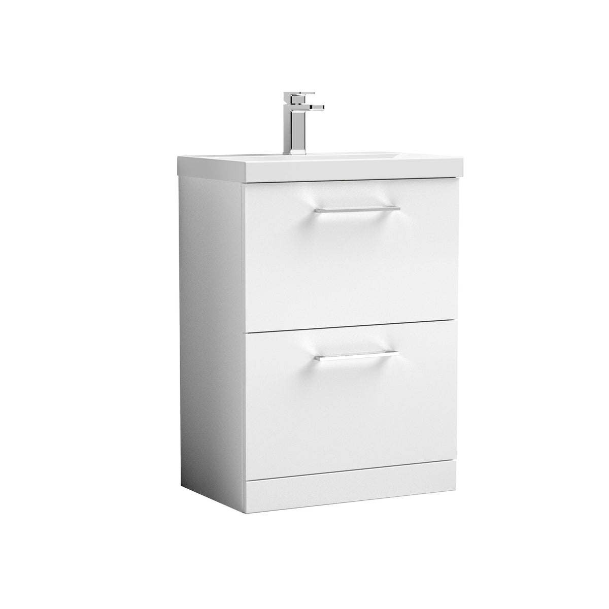 Nuie Arno 600mm 2 Drawer Floor Standing Vanity Unit With Mid-Edge Basin