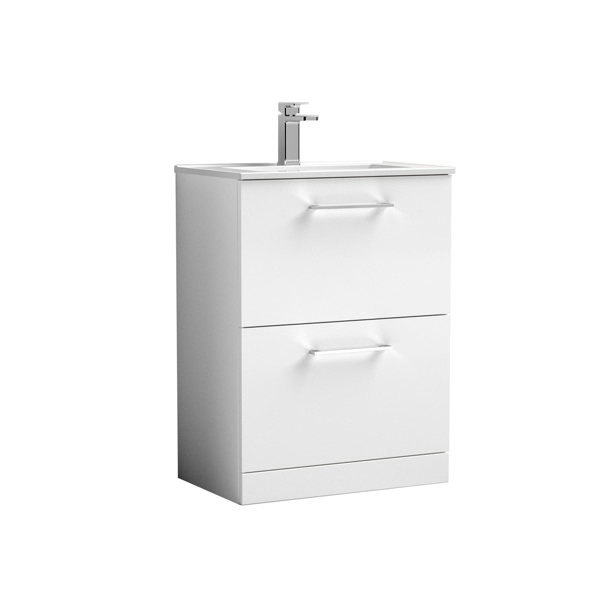 Nuie Arno 600mm 2 Drawer Floor Standing Vanity Unit With Minimalist Basin