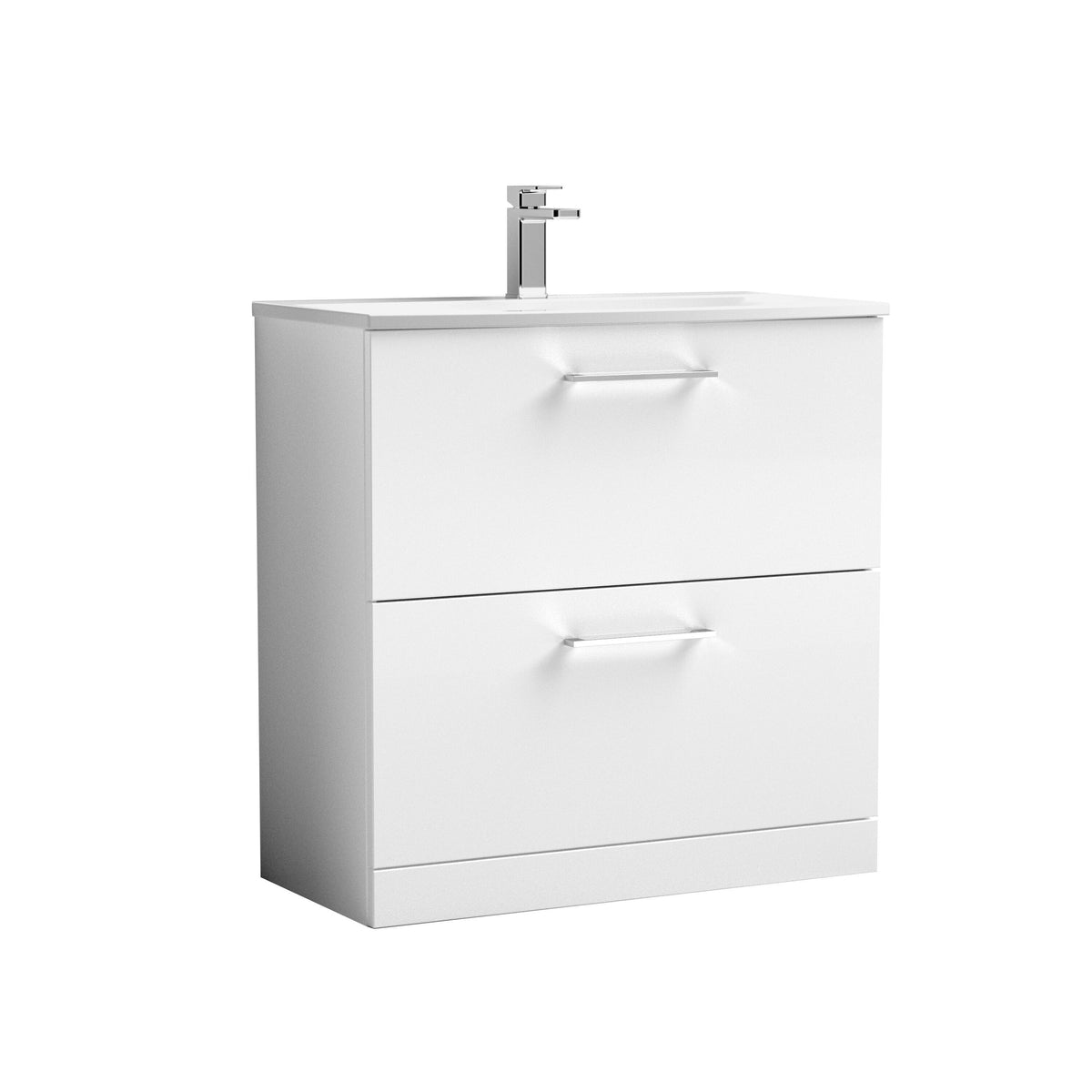 Nuie Arno 800mm 2 Drawer Floor Standing Vanity Unit With Curved Basin