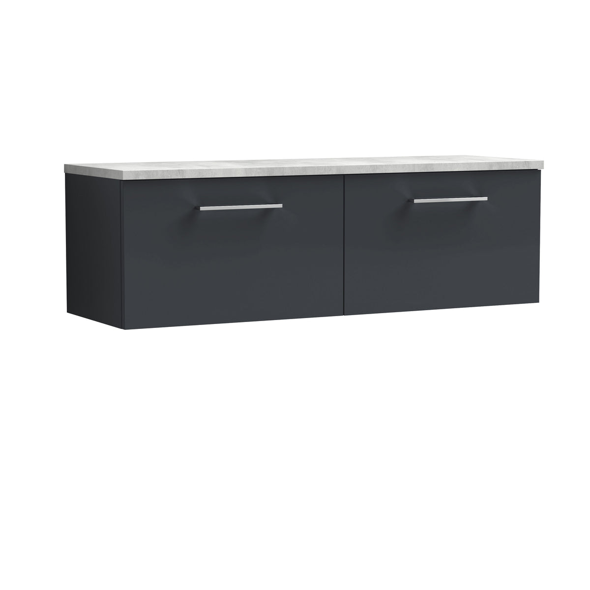 Nuie Arno 1200mm 2 Drawer Wall Hung Vanity Unit With Bellato Grey Worktop