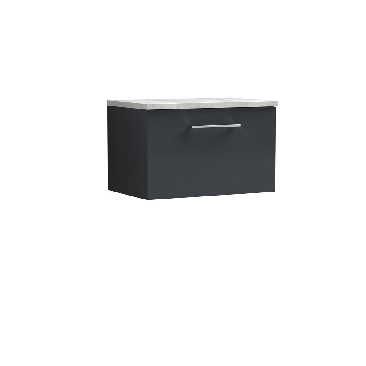 Nuie Arno 600mm 1 Drawer Wall Hung Vanity Unit With Bellato Grey Worktop